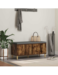 Panca per ingresso con cuscino Rovere fumé 60 x 38 x 46 cm