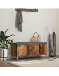 Panca per ingresso con cuscino Legno vecchio 60 x 38 x 46 cm