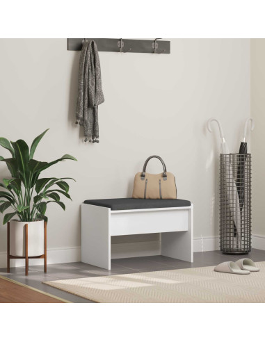 Panca per ingresso con cuscino Bianco 63 x 38 x 40 cm