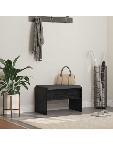 Panca per ingresso con cuscino Rovere Nero 63 x 38 x 40 cm