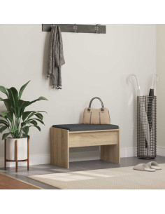 Panca per ingresso con cuscino Rovere Sonoma 63 x 38 x 40 cm