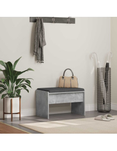Panca per ingresso con cuscino Grigio cemento 63 x 38 x 40 cm