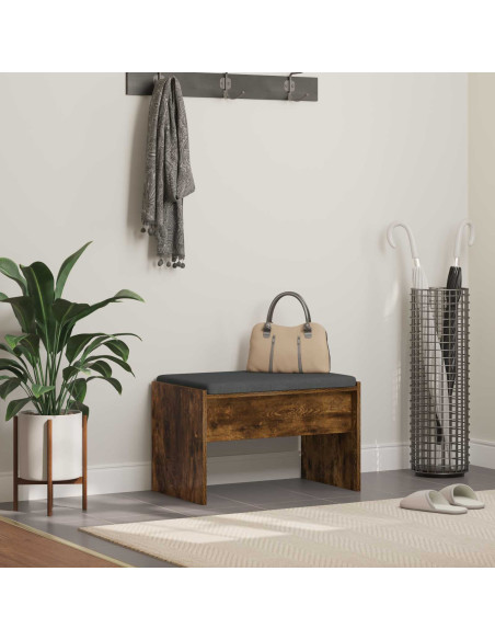 Panca per ingresso con cuscino Rovere fumé 63 x 38 x 40 cm