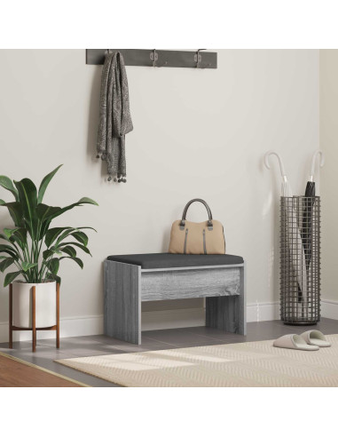 Panca per ingresso con cuscino Grigio Sonoma 63 x 38 x 40 cm