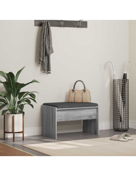 Panca per ingresso con cuscino Grigio Sonoma 63 x 38 x 40 cm