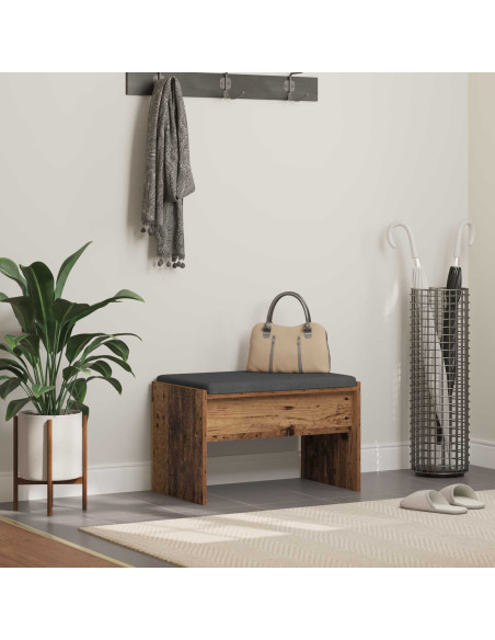 Panca per ingresso con cuscino Legno vecchio 63 x 38 x 40 cm