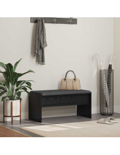 Panca per ingresso con cuscino Rovere Nero 83 x 38 x 40 cm