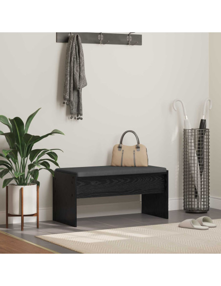Panca per ingresso con cuscino Rovere Nero 83 x 38 x 40 cm