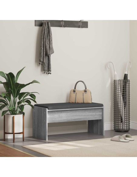 Panca per ingresso con cuscino Grigio Sonoma 83 x 38 x 40 cm