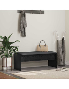Panca per ingresso con cuscino Rovere Nero 103 x 38 x 40 cm