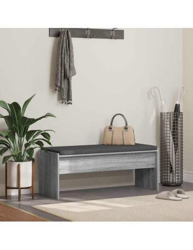 Panca per ingresso con cuscino Grigio Sonoma 103 x 38 x 40 cm