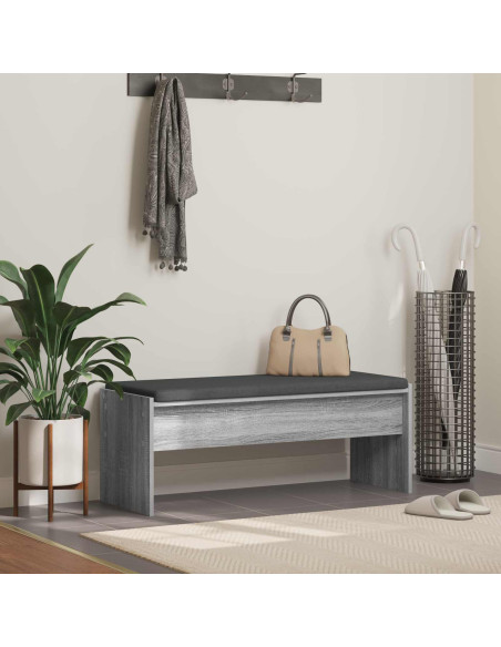 Panca per ingresso con cuscino Grigio Sonoma 103 x 38 x 40 cm