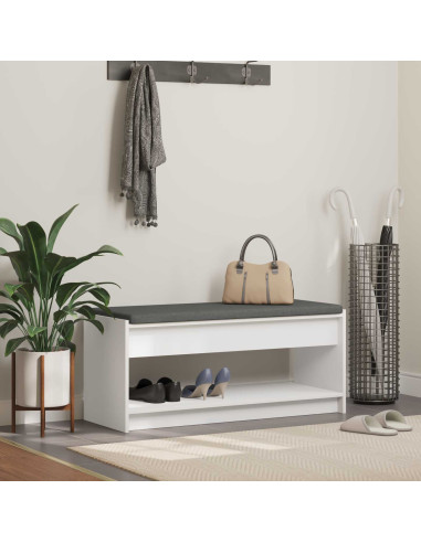 Panca per ingresso con cuscino Bianco 103 x 38 x 45 cm