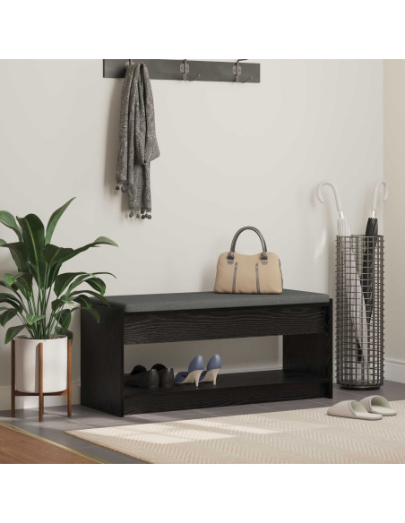 Panca per ingresso con cuscino Rovere Nero 103 x 38 x 45 cm