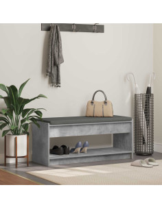 Panca per ingresso con cuscino Grigio cemento 103 x 38 x 45 cm