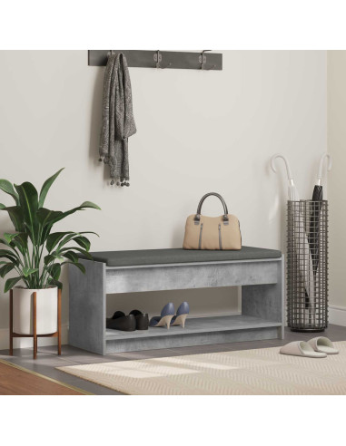 Panca per ingresso con cuscino Grigio cemento 103 x 38 x 45 cm