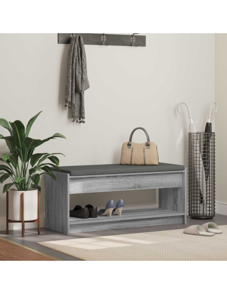 Panca per ingresso con cuscino Grigio Sonoma 103 x 38 x 45 cm