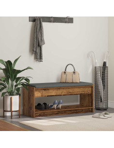 Panca per ingresso con cuscino Legno vecchio 103 x 38 x 45 cm