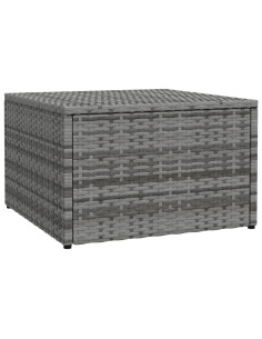 Poggiapiedi da Giardino con Cuscini Grigio in Polyrattan