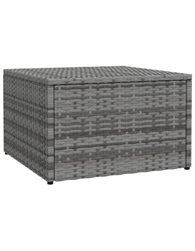 Poggiapiedi da Giardino con Cuscini Grigio in Polyrattan