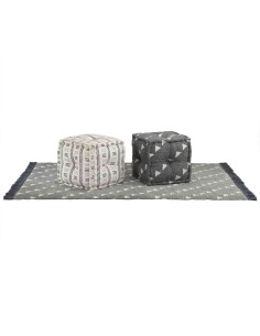 Pouffes Geometrico Grigio e Bianco 40 x 40 x 40 cm Tessuto