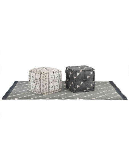 Pouffes Geometrico Grigio e Bianco 40 x 40 x 40 cm Tessuto