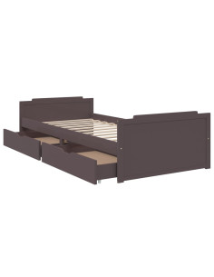 Giroletto Cassetti Marrone Scuro Legno Massello Pino 90x200 cm