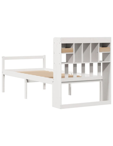 Letto Libreria senza Materasso Bianco 90x190 cm Massello Pino