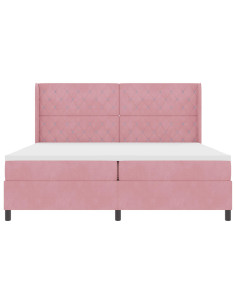 Letto a molle con materasso con led Rosa 200 x 200 cm Velluto