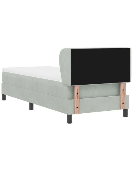 Letto a molle con materasso Grigio chiaro 80 x 200 cm Velluto