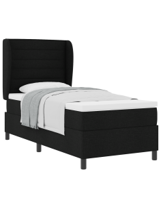 Letto a molle con materasso Nero 90 x 200 cm Tessuto