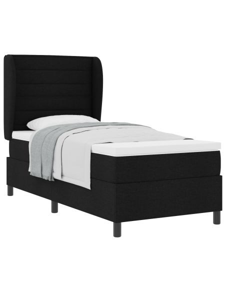 Letto a molle con materasso Nero 90 x 200 cm Tessuto