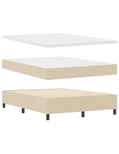 Letto a molle con materasso Crema 160 x 200 cm Tessuto