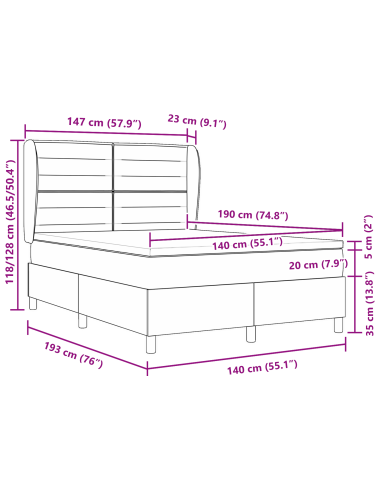 Letto con molle e materasso Grigio Scuro 90x190 cm Tessuto Nero