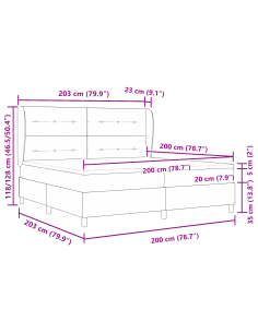 Letto a molle con materasso Rosa 200 x 200 cm Poliestere
