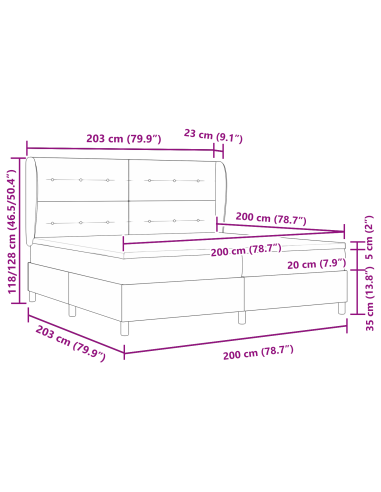 Letto a molle con materasso Rosa 200 x 200 cm Poliestere