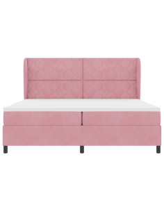 Letto a molle con materasso Rosa 200 x 200 cm Poliestere