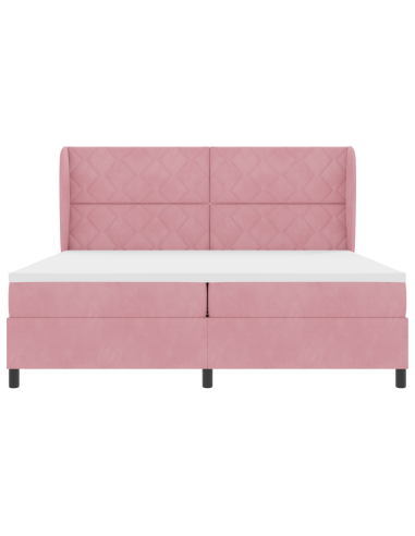 Letto a molle con materasso Rosa 200 x 200 cm Poliestere
