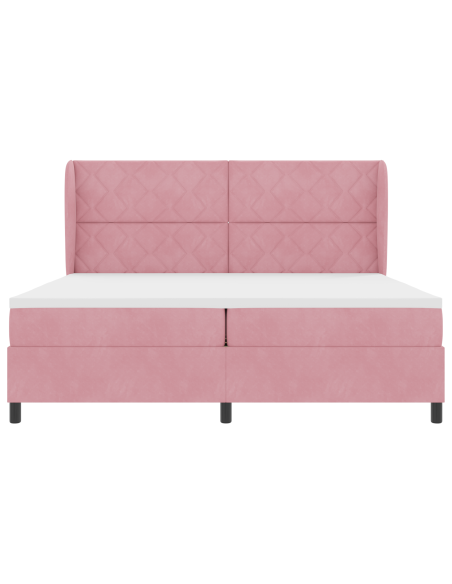 Letto a molle con materasso Rosa 200 x 200 cm Poliestere
