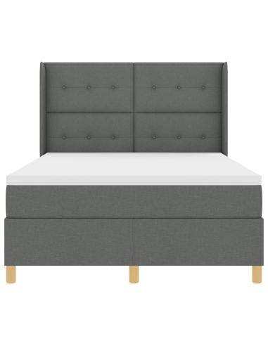 Letto a molle con materasso Grigio scuro 140 x 190 cm Tessuto