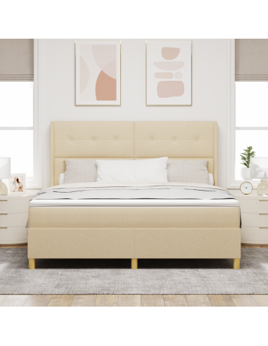 Letto a molle con materasso Crema 180 x 200 cm Tessuto