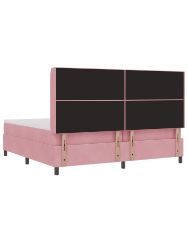 Letto a molle con materasso Rosa 200 x 200 cm Velluto