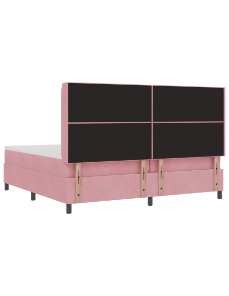 Letto a molle con materasso Rosa 200 x 200 cm Velluto