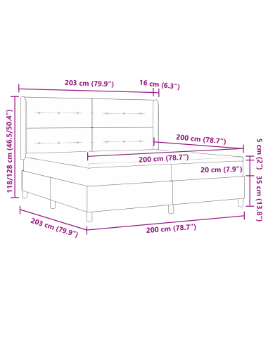 Letto a molle con materasso Rosa 200 x 200 cm Velluto