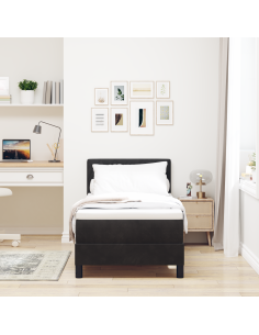 Letto a Sorgente LED con materasso Nero 80 x 200 cm Velluto