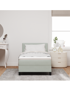 Letto a Sorgente LED con led Grigio chiaro 80 x 200 cm Velluto