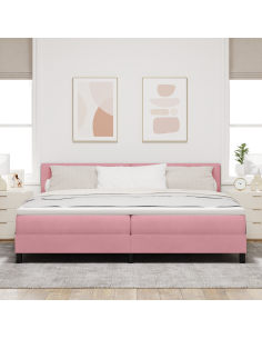 Letto a Sorgente LED con materasso Rosa 200 x 200 cm Velluto