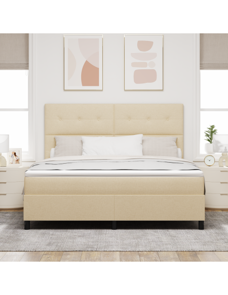 Letto a molle con materasso con led Crema 180 x 200 cm Tessuto
