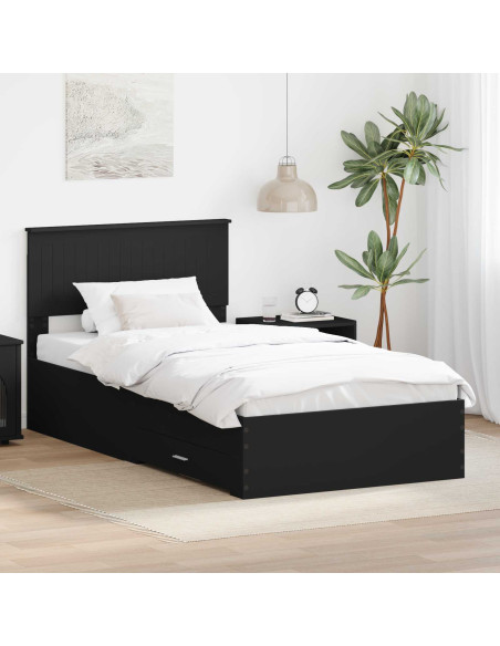 Struttura del letto con testiera Nero e Argento 100 x 200 cm