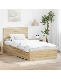 Struttura del letto con testiera Rovere Sonoma 100 x 200 cm